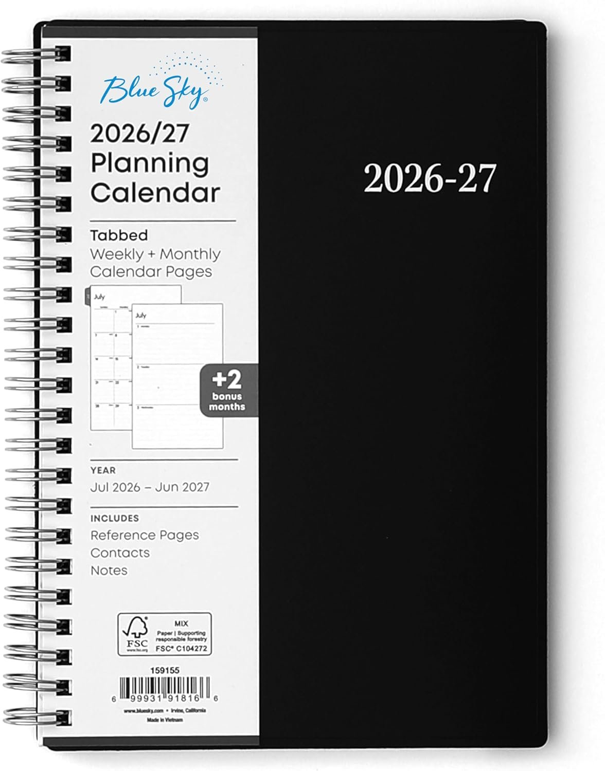 Blue Sky 2026-2027 Weekly & Monthly Academic Planner, 5″x8″, Enterprise | July 2026 – June 2027, Flexible Cover, Wirebound, Laminated Tabs, Academic Year