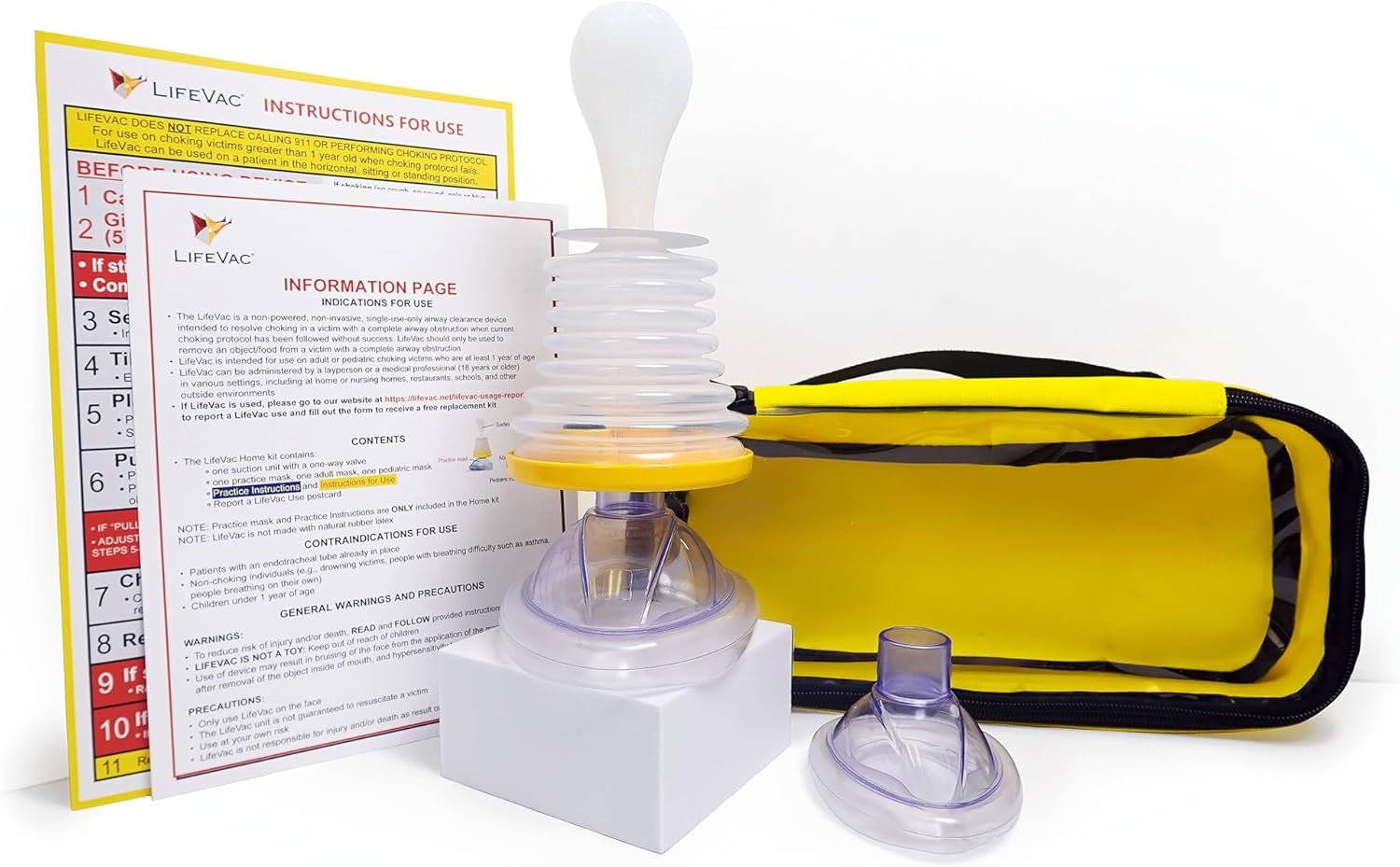 LifeVac Yellow Travel Kit – Portable Suction Rescue Device, First Aid Kit for Kids and Adults, Portable Airway Suction Device for Children and Adults