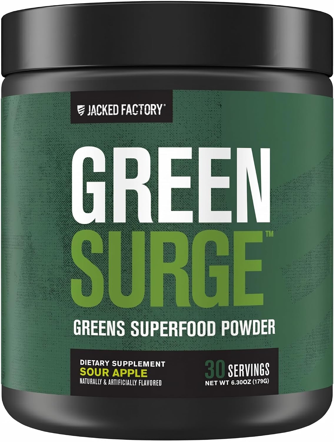 Jacked Factory Green Surge Green Superfood Powder- Keto Friendly Greens Drink w/Spirulina, Wheat & Barley Grass, Organic Greens – Green Tea Extract, Probiotics & Digestive Enzymes – Sour Apple