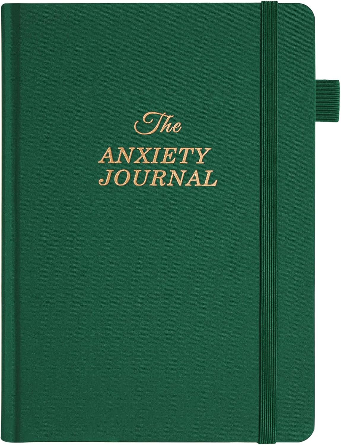 Guided Anxiety Journal, CBT Mental Health Journal, Dark Green, A5 | Journal Prompts for Self Care & Stress Relief, Cognitive Behavioral Therapy, Wellness Gift for Women & Men