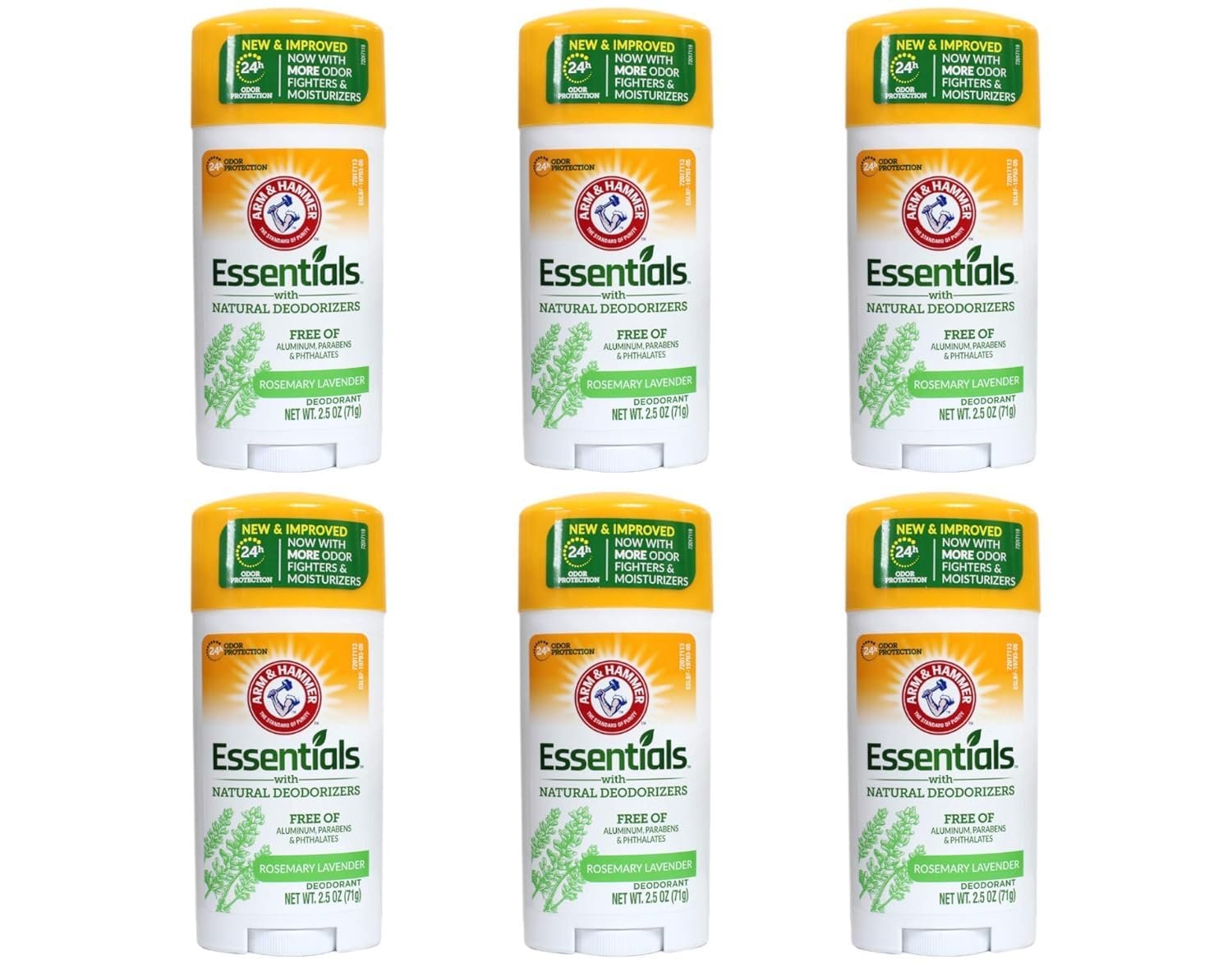 Arm & Hammer Essentials Natural Deodorant, Fresh, 2.5 Oz (Pack of 6)