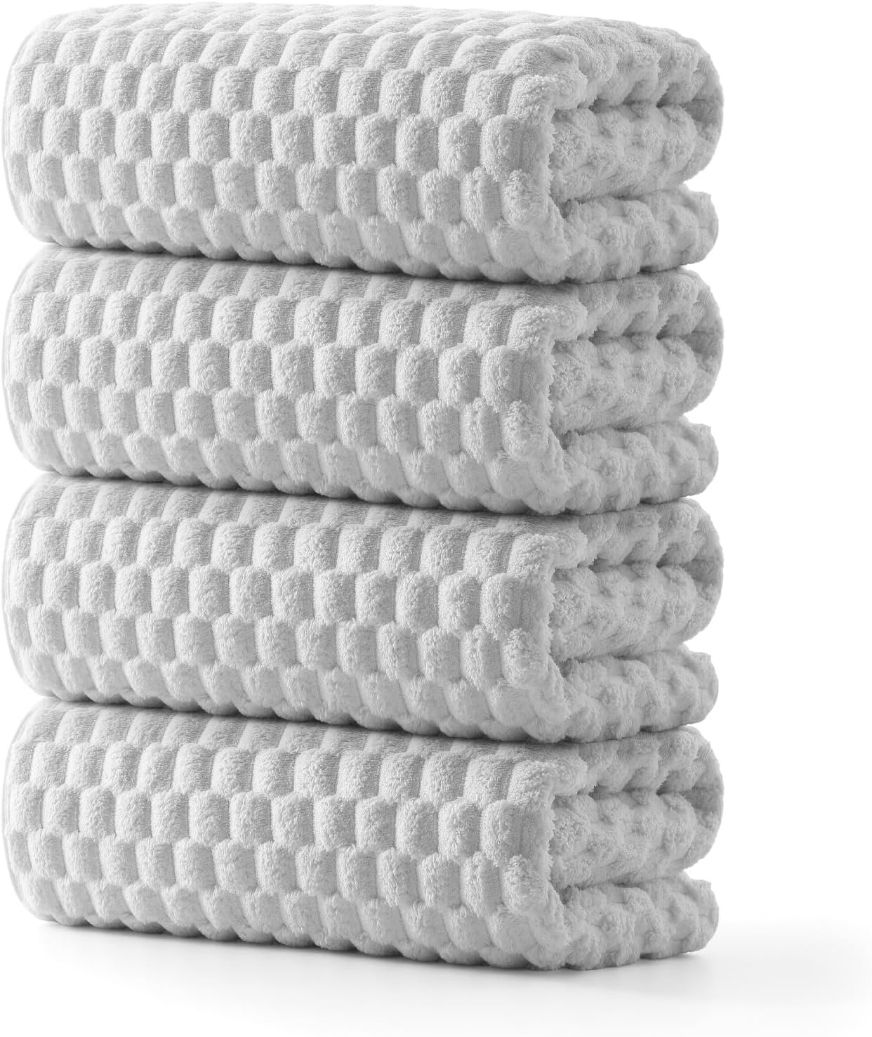 REDKISS 4 Pack Gray Microfiber Bath Towels – Extra Large Waffle Towels Set for Bathroom, Super Absorbent Towel Set of 4 Lagre, Quick Dry Bathroom Towel for Spa, Gym,Travel, Lint Free, Ultra Soft