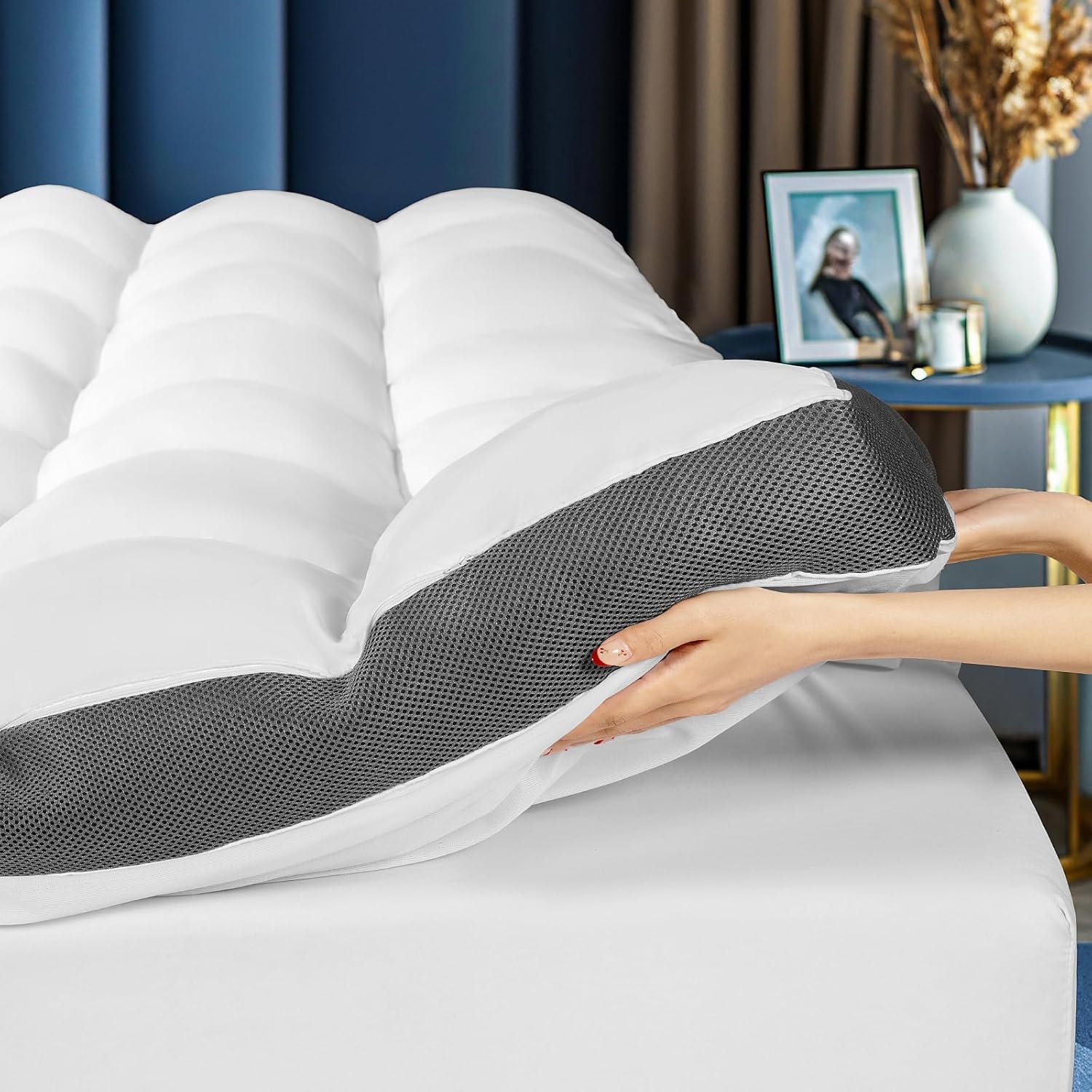 4 Inch Memory Foam Mattress Topper with 6″-18″ Deep Pocket (King,78″x80″) | 2000 GSM Filling Extra Thick Pillow Top for Back Pain,With Breathable Cover Design For Hot Sleeper,Like sleeping in the cloud