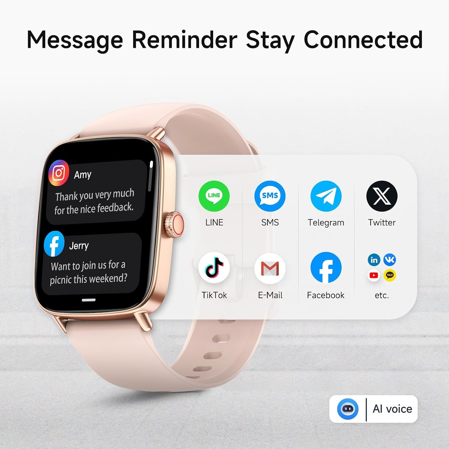 aeac Smart Watch for Women, Answer/Make Calls, 1.85″ HD Screen, 2 Bands | 100+ Sport Modes Fitness Tracker with Heart Rate/Sleep/SpO2 Monitor, IP68 Waterproof, Compatible iPhone/Samsung/Android