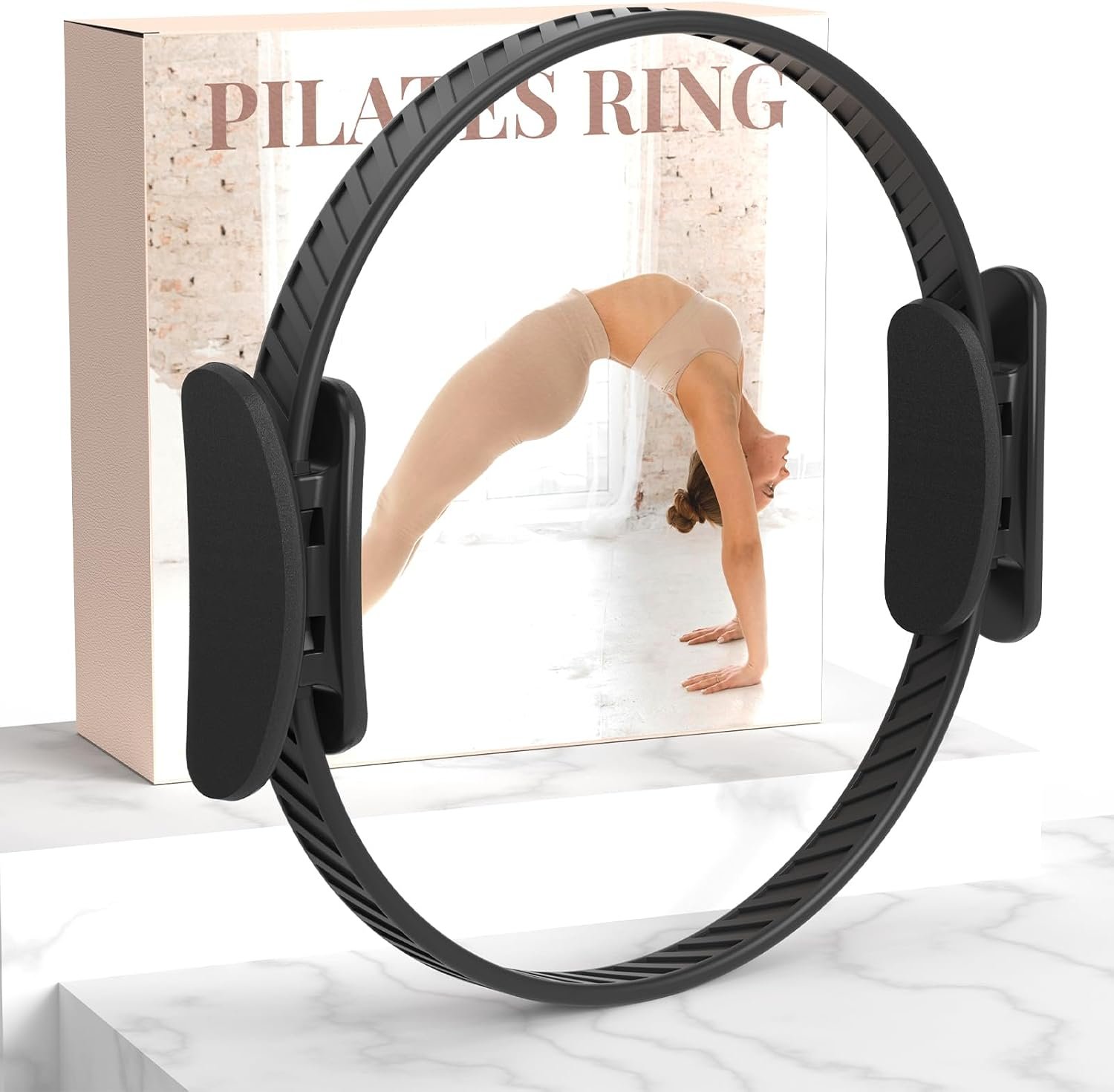 JKSHMYT Pilates Ring Fitness Circle for Women, Pilates Equipment – 14.5″ Home Magic Exercise Workout, Better me Pilates Essentials Starter Set for Beginners Toning Inner Thighs, Arms and Core