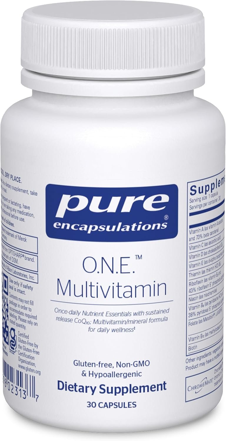 Pure Encapsulations O.N.E. Multivitamin – Once Daily Multivitamin with Antioxidant Complex Metafolin, CoQ10, and Lutein to Support Vision, Cognitive Function, and Cellular Health* – 30 Capsules | Once Daily Multivitamin with Antioxidant Complex Metafolin, CoQ10, and Lutein to Support Vision, Brain Function