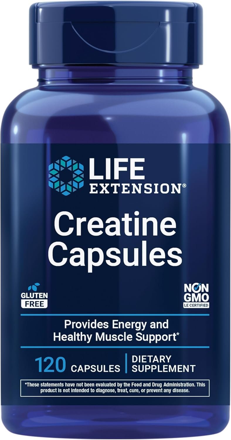 Life Extension Creatine Capsules – Creatine Monohydrate – Promotes Strength, Lean Muscle, Healthy Endurance – Non-GMO, Gluten-Free – 120 Capsules | Creatine Monohydrate That Promotes Strength, Lean Muscle & Healthy Endurance, Non-GMO & Gluten-Free, 120 Caps