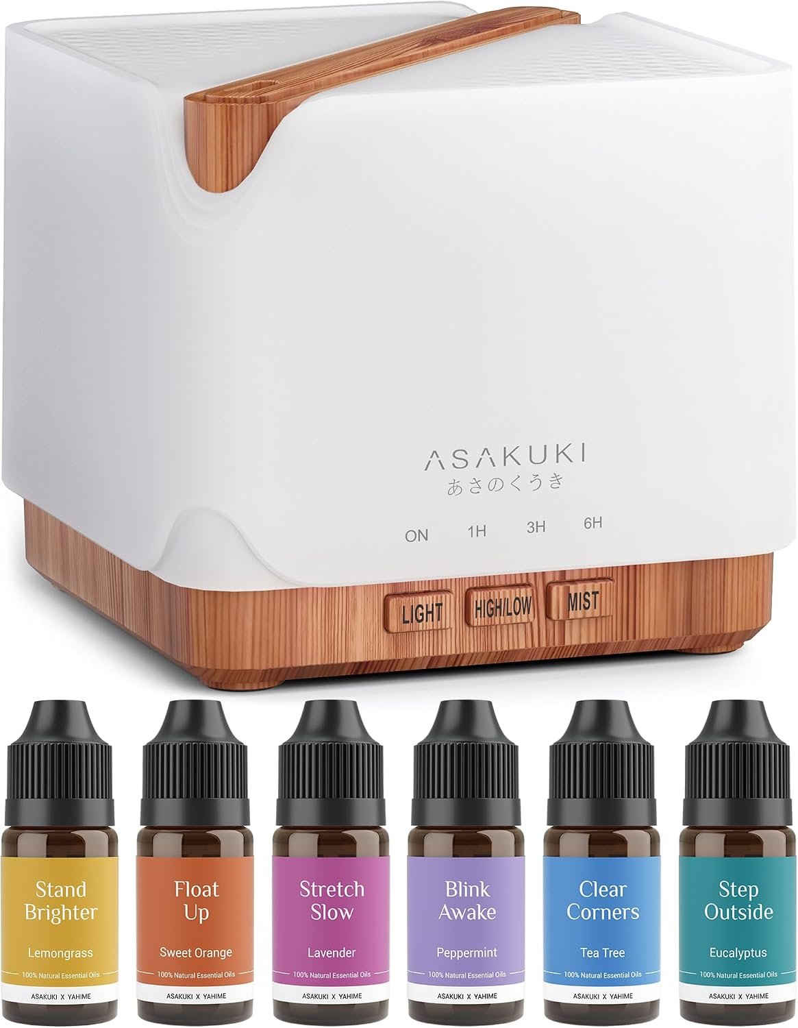 ASAKUKI Essential Oil Diffuser for Home with Top 6 Essential Oil Sets | Large 700 ml Humidifier, Automatic Shut-Off, 7 LED Lights for Living Room, Kitchen, Bedroom, Hotel – Yellow