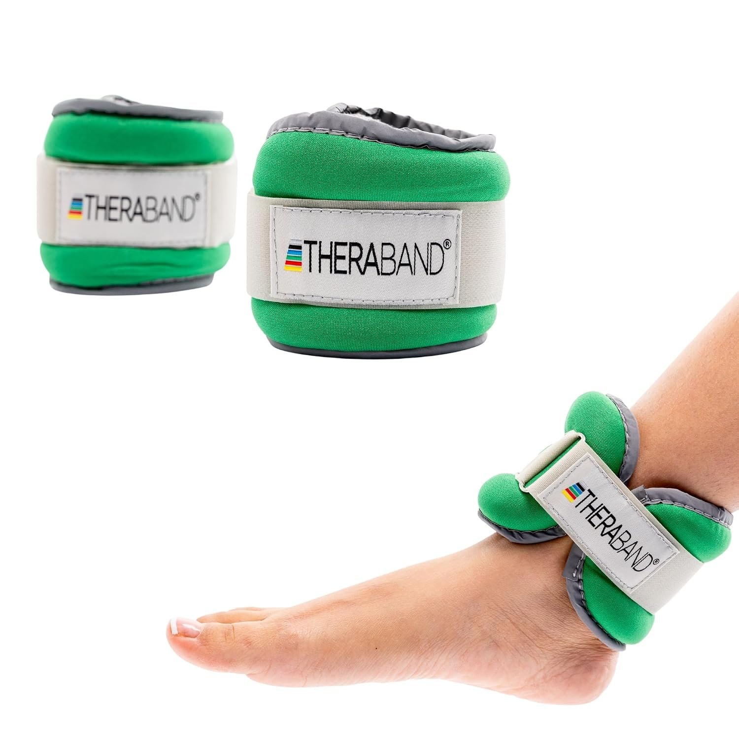 THERABAND Ankle Weights, Comfort Fit Wrist Cuff, 1.5 lb, 2-Piece Set, Green
