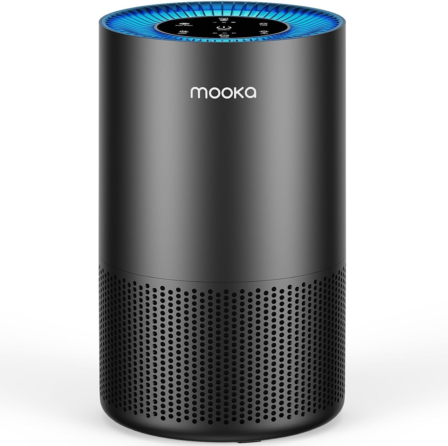 MOOKA H13 HEPA Air Purifier for Home Pet Large Room Up to 1300ft², Black | AP-S0610L, 360° Air Intake, 13dB Sleep Mode, Night Light, Child Lock, Fragrance, Timer, Bedroom Wildfire Smoke Dust Pollen
