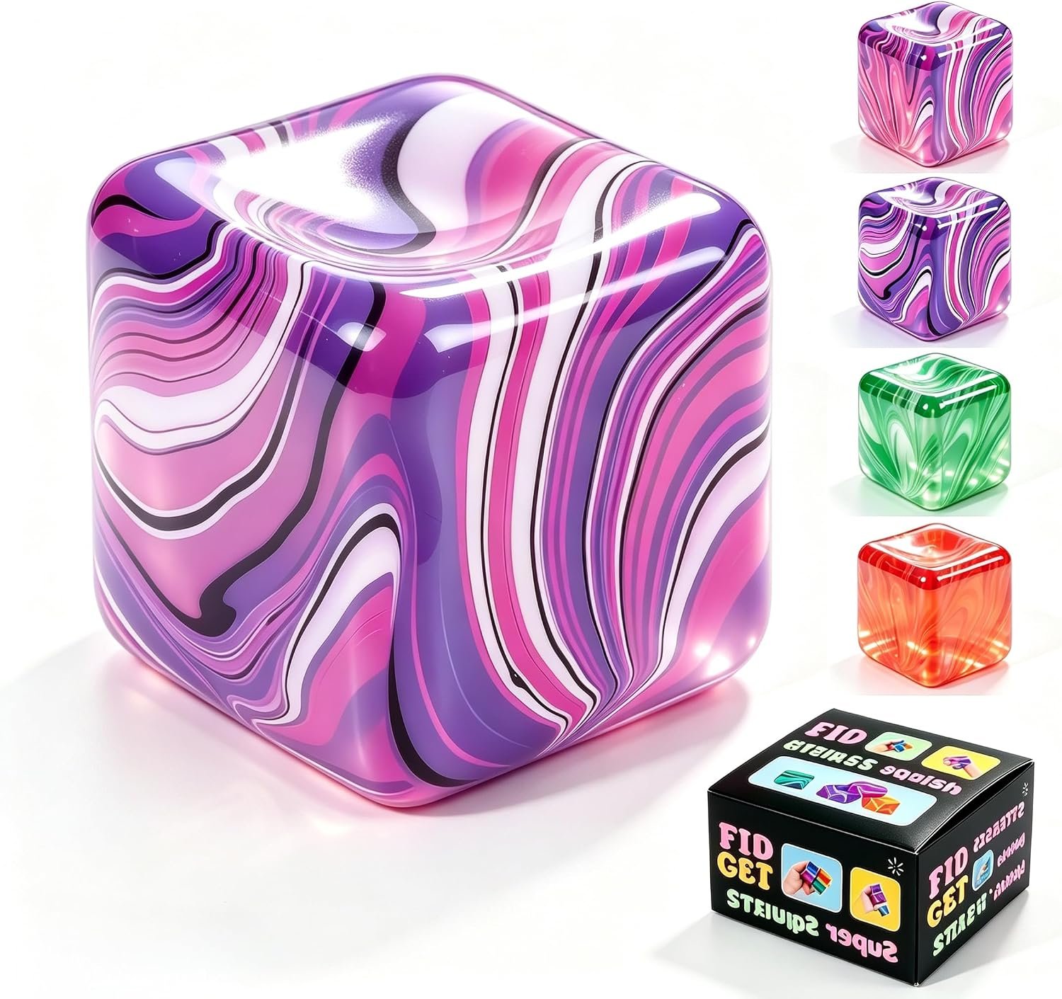 1 Pack Fidget Toys Squishy Stress Cube, Stress Balls for Kids Adults Squishies Stress Relief, Ice Sugar Sensory Toys for Kids with Autism, Fidgets for Classroom Prize Toys(Purple,1 Pack)