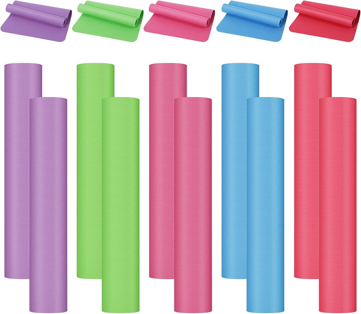 10 Pack Yoga Mats Bulk, 68” x 24” x 4mm Thick Yoga Mats for Kids and Adult Gym Mats Bundle Latex Free Exercise Mats with Non Slip Texture for Outdoor Yoga, Pilates or Workout (Multicolor)