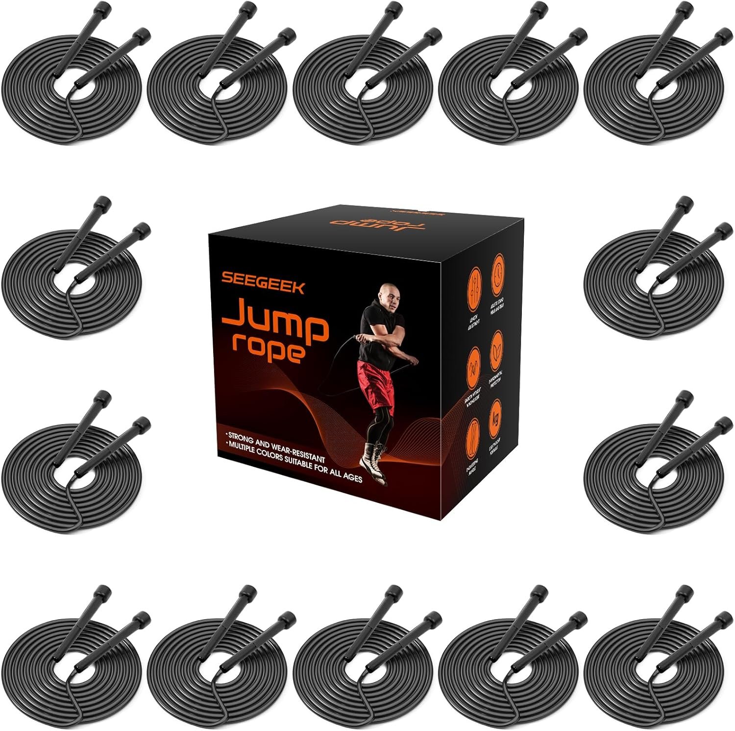 14 Pack Adjustable PVC Jump Rope for Cardio Fitness – Versatile Jump Rope for Women Men Kids Christmas Gift -Tangle-Free for Keeping Fit, Training, Workout