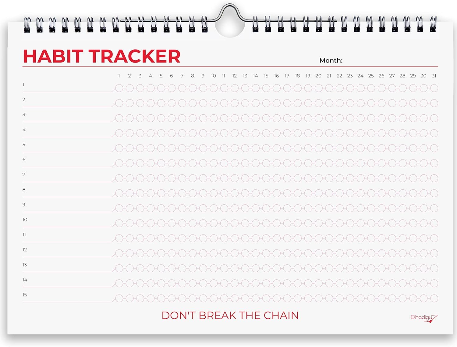 Habit Tracker Calendar (Undated 12 Month) Colorful Motivational Design, Spiral Bound and Hanger, A4 Size (8,3″x11.7″) Quality Heavy Paper, Monthly Habit Tracker Journal, Goal Tracker, Workout