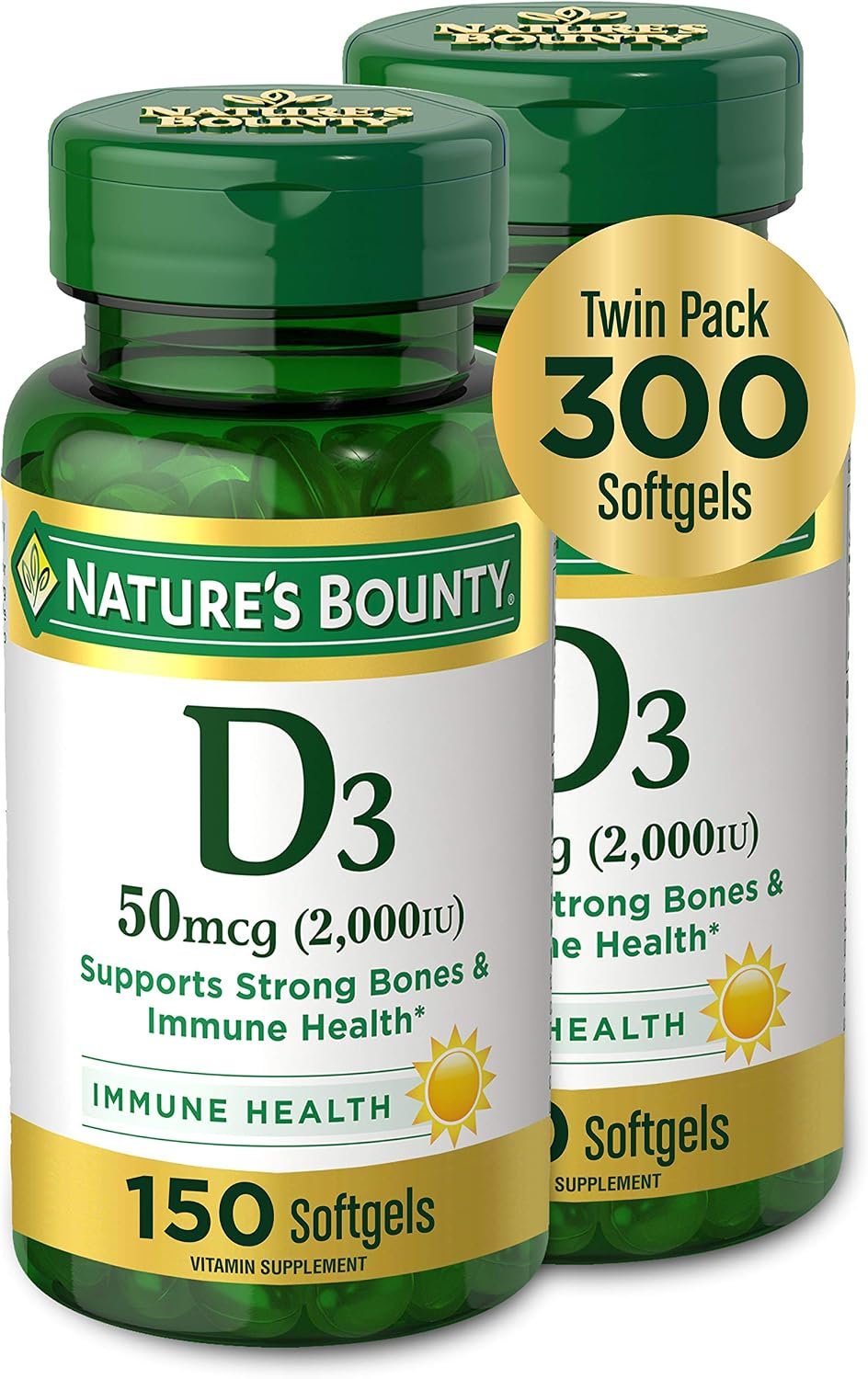 Nature’s Bounty Vitamin D3, 50mcg, 150 Softgels