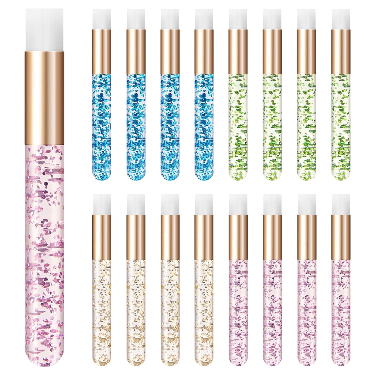 Kirecoo 17PCS Glitter Crystal Lash Shampoo Brushes for Eyelash Extensions | Deep Nose Pore Cleansing, Gentle Lash Wash & Bath, For Eyelash Extension Care, Multipurpose Makeup Tool