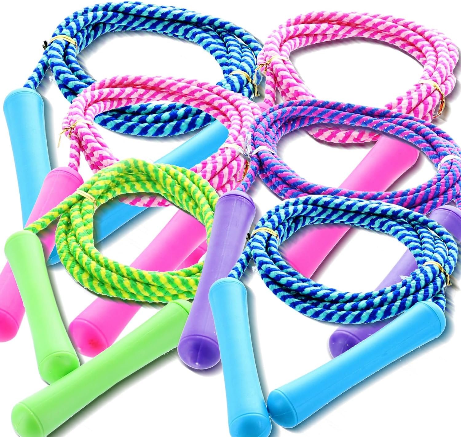 Adjustable Size Colorful Jump Rope for Kids and Teens – Outdoor Indoor Fun Games Skipping Rope Exercise Fitness Activity and Party Favor – Assorted Colors Pack of (6)