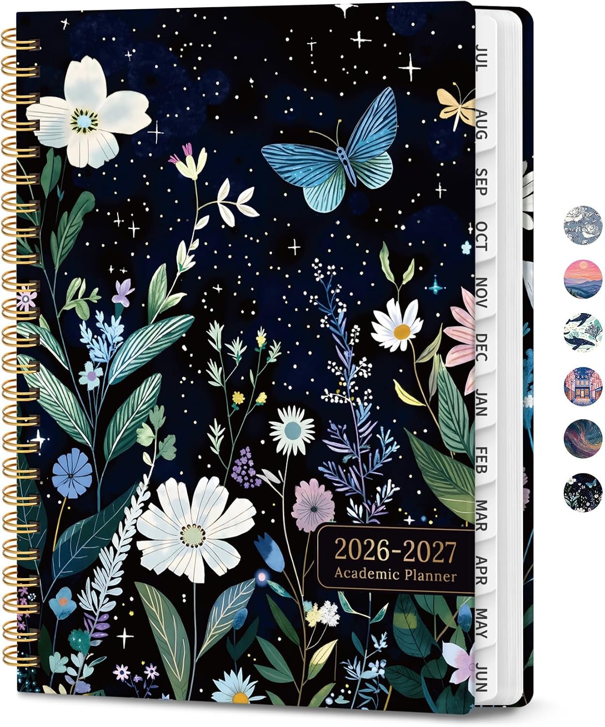 ZOTIA Planner 2026-2027 Weekly & Monthly Calendar Planner Jul 2026-Jun 2027 | Teacher and Student Calendar Agenda Book with Tabs, 6.3″ x 8.5″, Ideal for School and Office, Floral Planner, Celestial