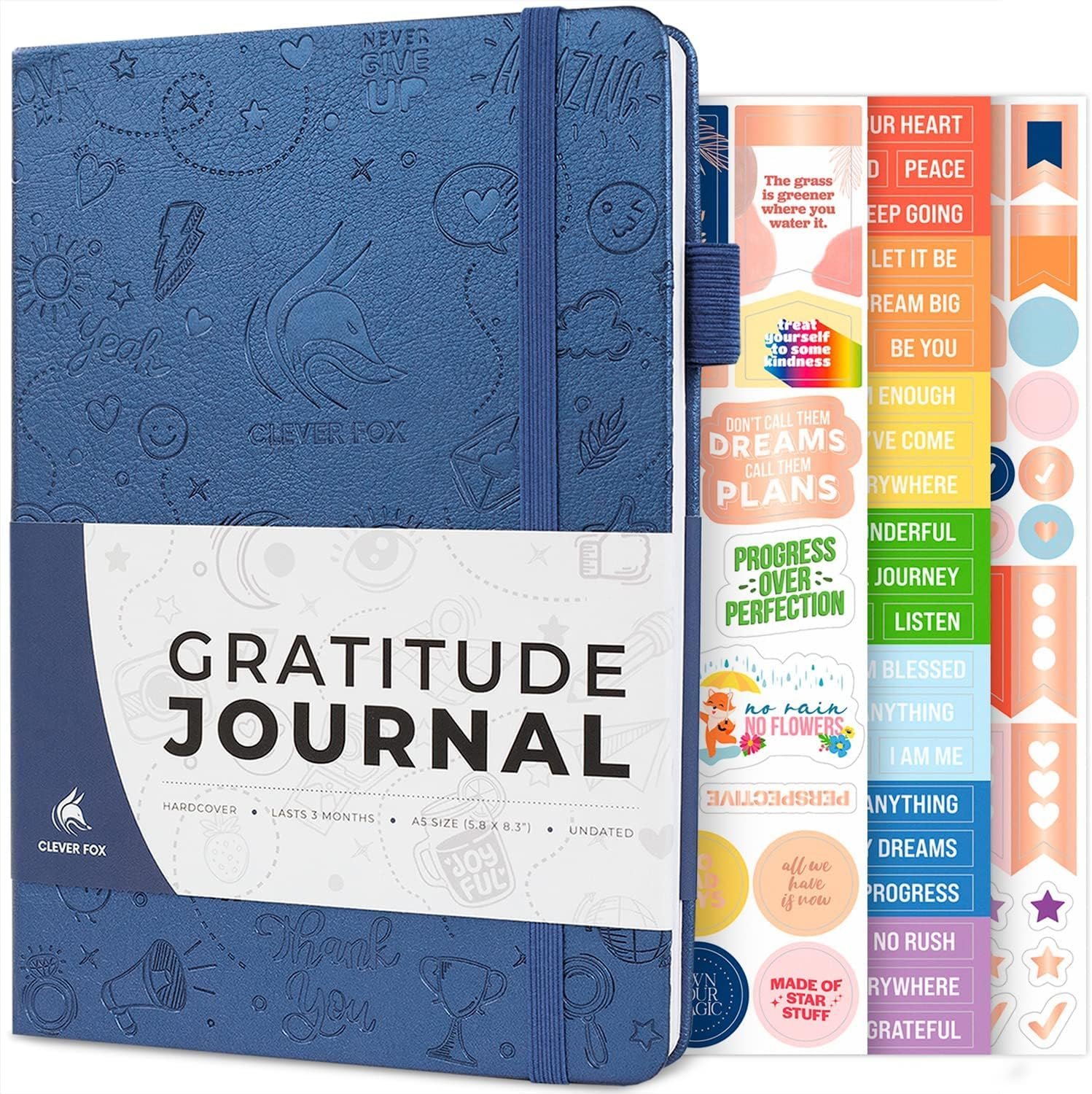 Clever Fox Gratitude Journal for Women & Teen Girls, 5.8×8.3 Mystic Blue | 3-month daily guided journal, inspirational prompts for positivity, self-care, mental health, anxiety, depression therapy