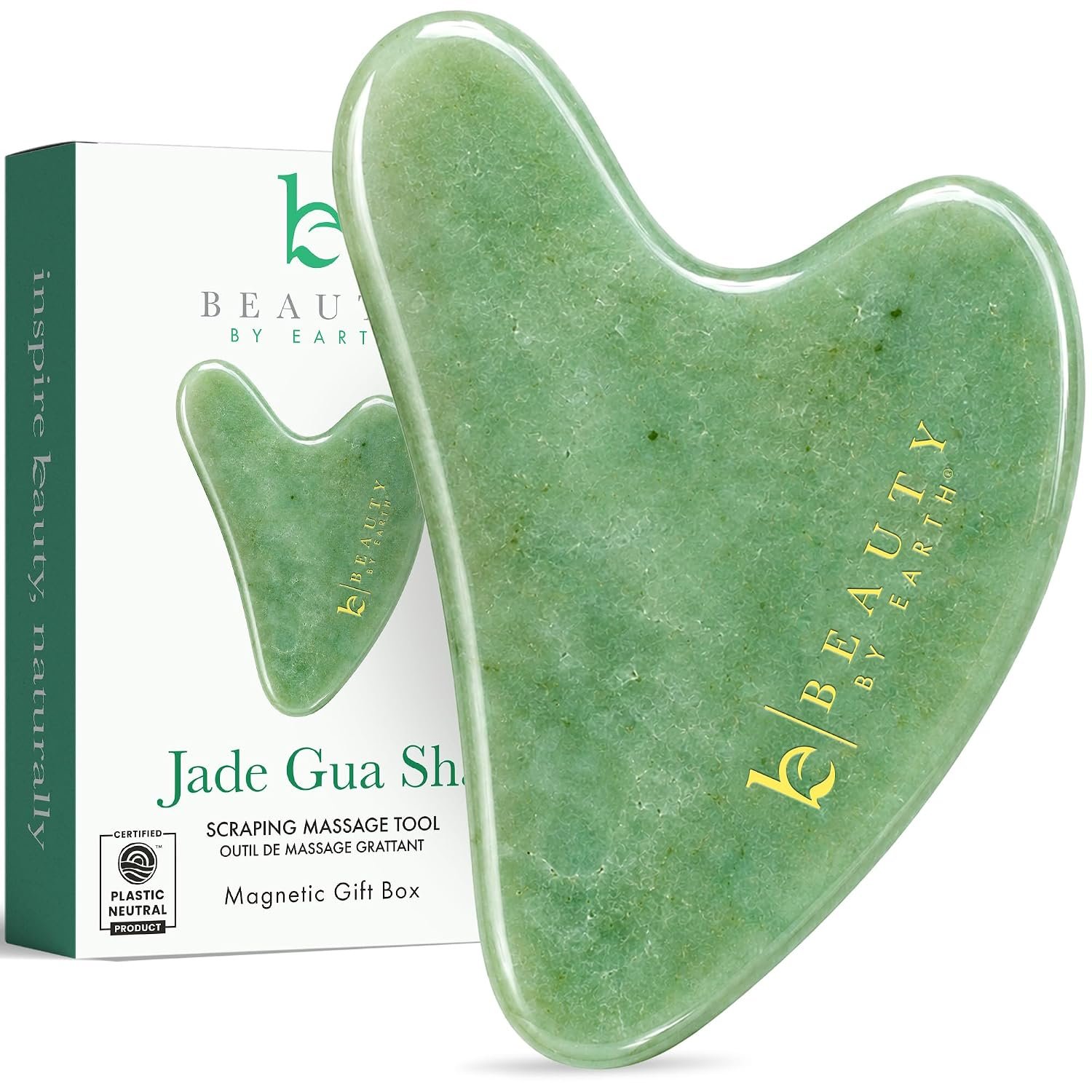 Jade Gua Sha Facial Tools – Depuffer & Massager Tool for Lymphatic Drainage | Jawline Sculpting, Gift Set Guasha Tool for Face, Eye Depuffer Skin Care Tools