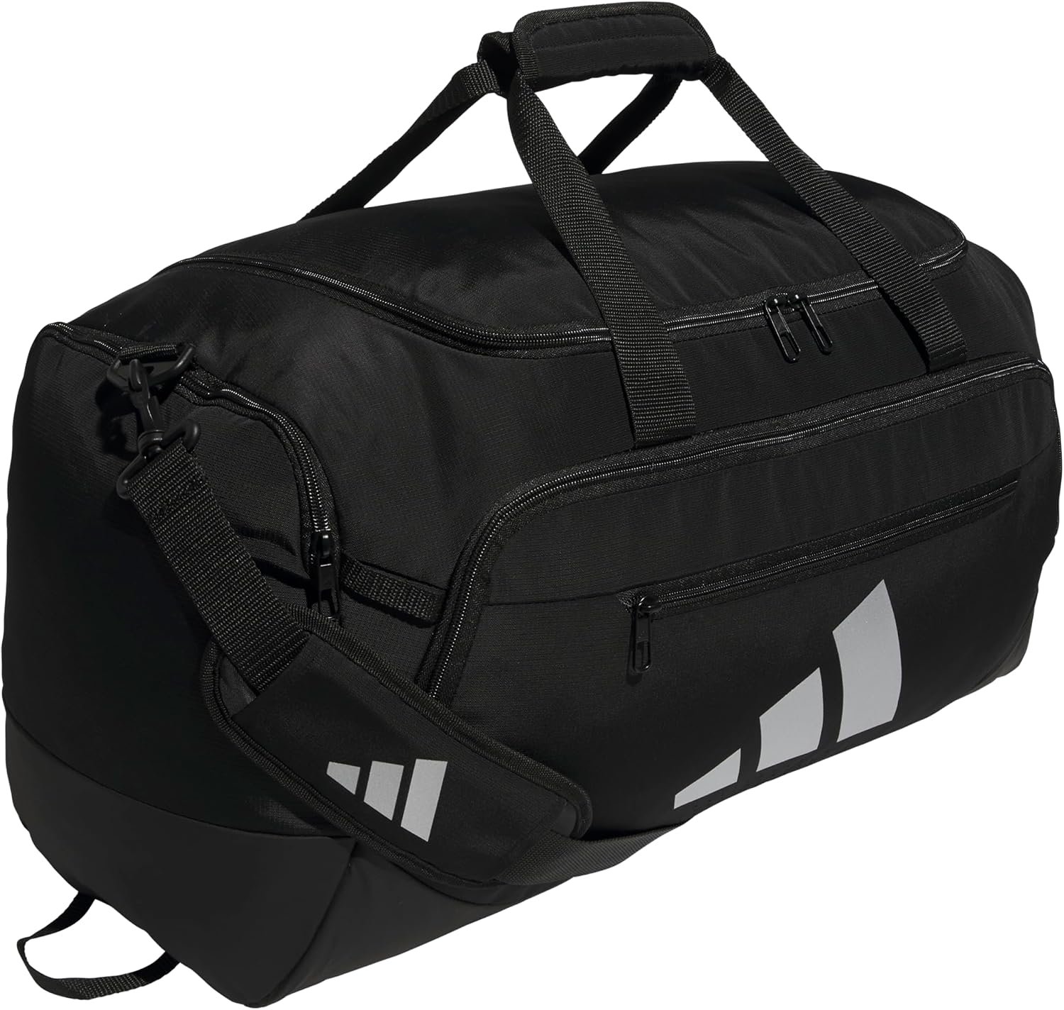 adidas Defender 5 Duffel Bag for Sports, Gym and Travel, Black/Silver Metallic, OSFA