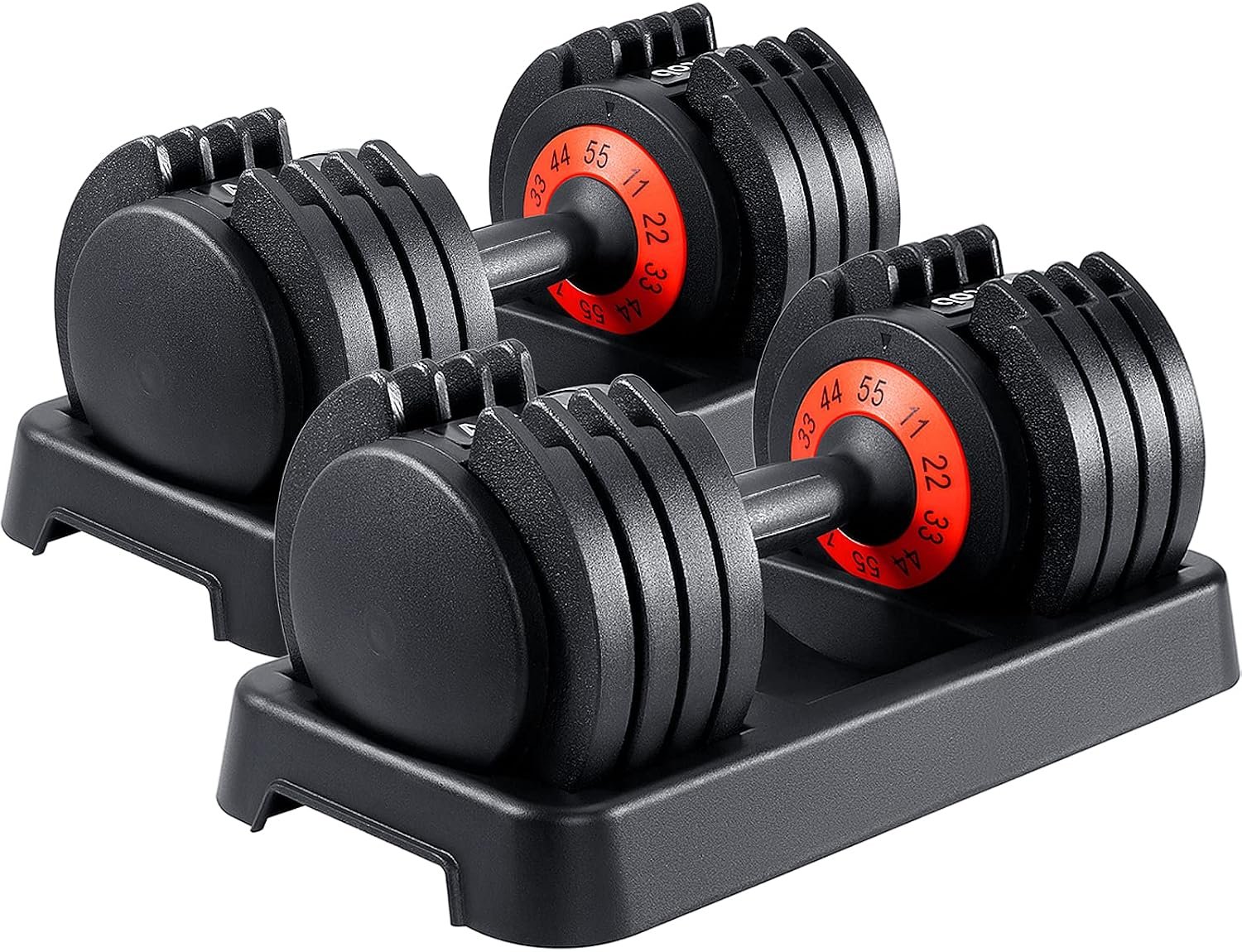 AOTOB Adjustable Dumbbell Set 25/55 Lbs (Pair) Set of 2 | Fast Weight Adjustment with Anti-Slip Turning Handle, Space-Saving for Home Gym, Strength Training Equipment for Men & Women