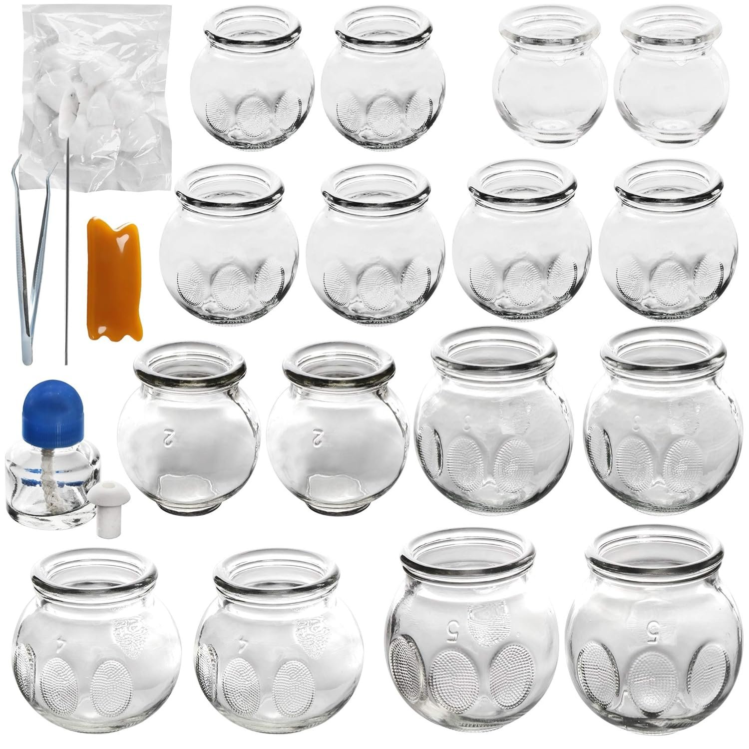 Professional Chinese Acupoint Cupping Therapy Sets,16 Pcs Glass Cupping Set