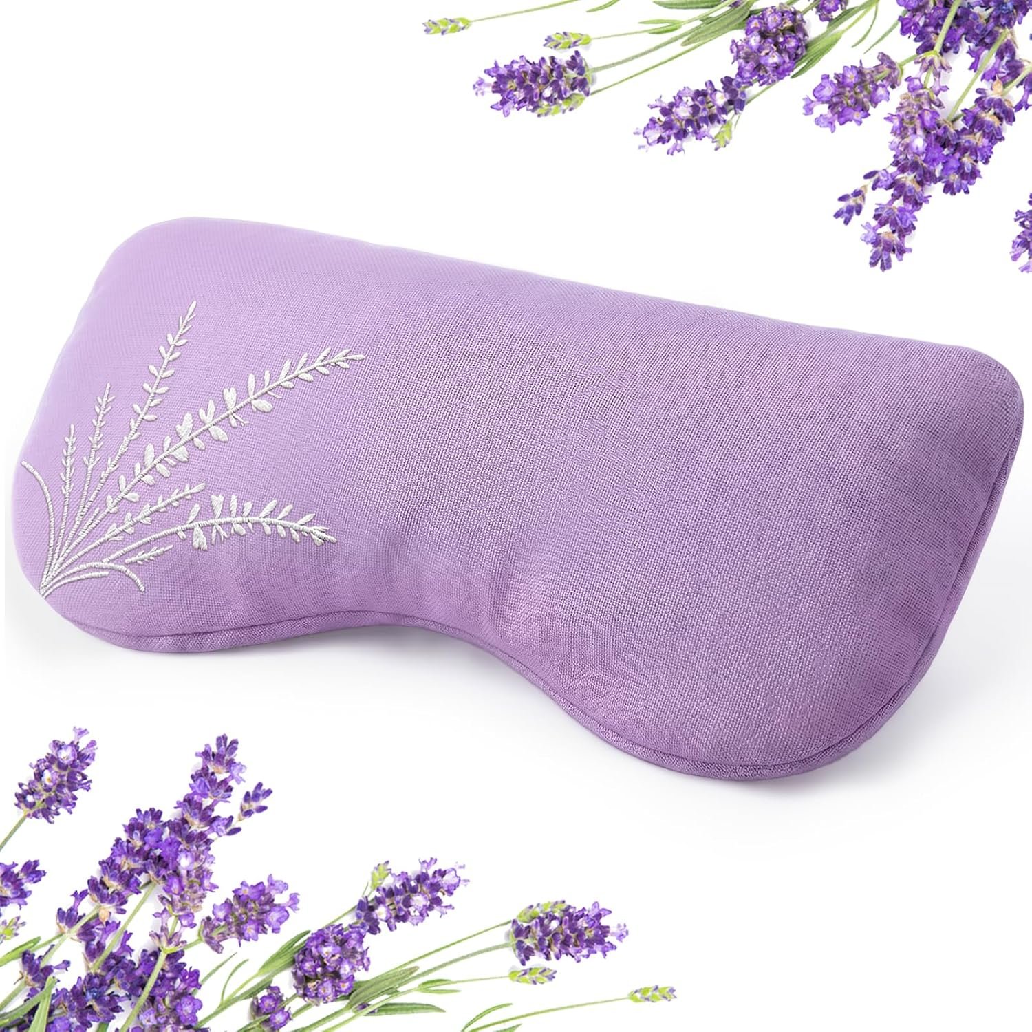 Weighted Lavender Eye Pillow, Linen Flaxseed Eye Mask for Sleeping | cooling & heating pad | meditation spa & relaxation gifts | aromatherapy | thoughtfully wellness gift | embroidery breathable