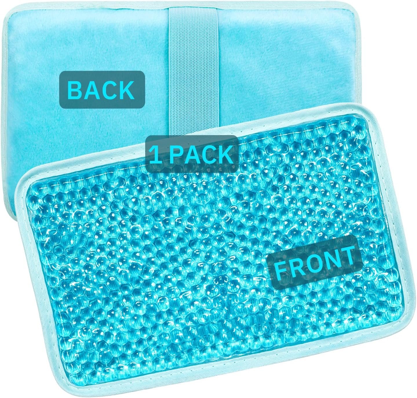 Gel Beads Ice Pack Ice Bag with Strap-1 Pack Reusable Hot & Cold Pack Compress for Knee, Shoulder, Foot, Back, Ankle, Neck, Hip, Elbow, Wisdom Tooth-7.76”x4.93”(Blue) | Cold Therapy for Pain Relief Knee, Shoulder, Foot, Back, Ankle, Neck, Hip, Elbow, Wisdom Tooth–7.76”x4.93”, Blue