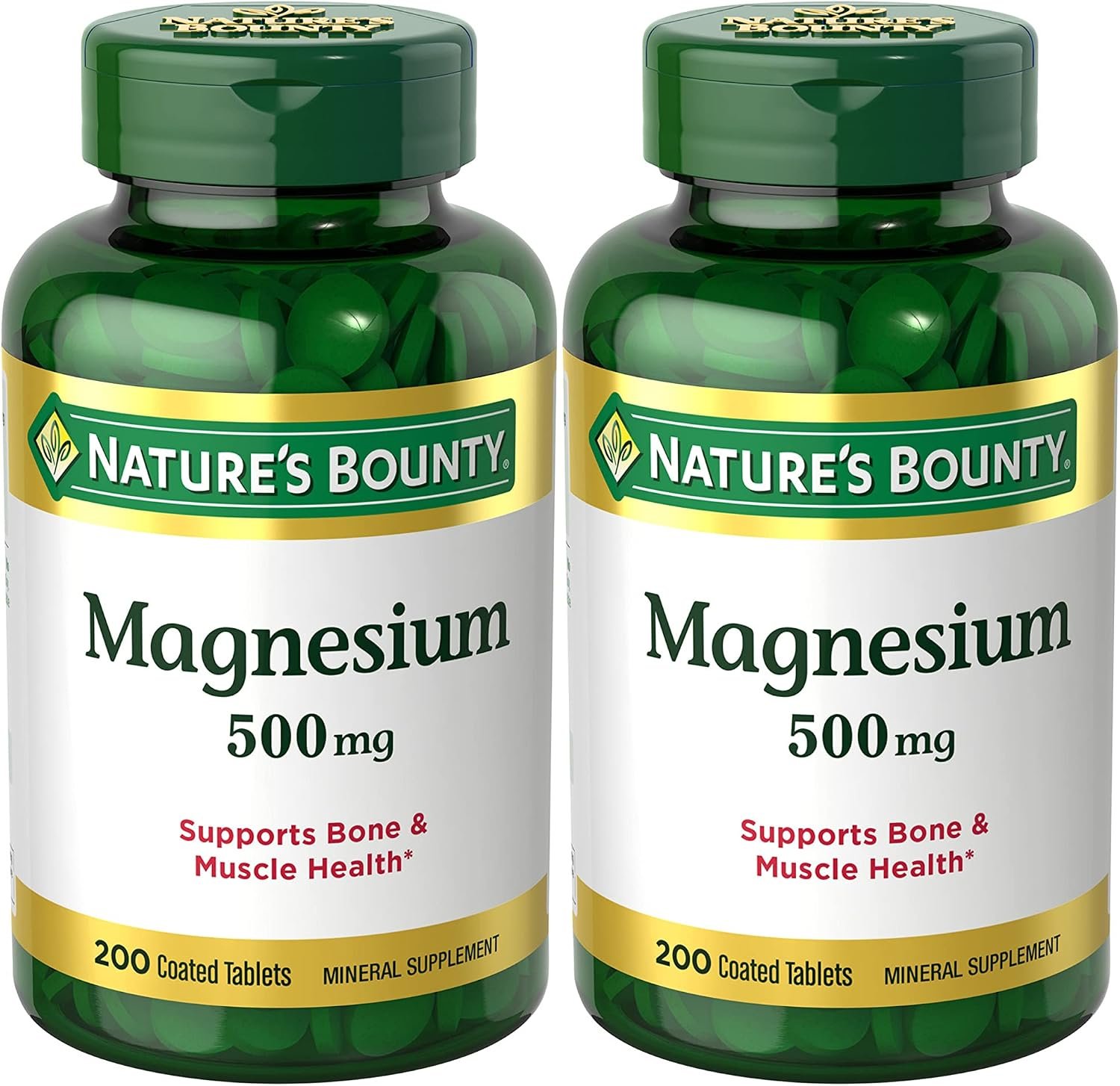 Nature’s Bounty Magnesium Supplements 500mg Tablets, 200 Count