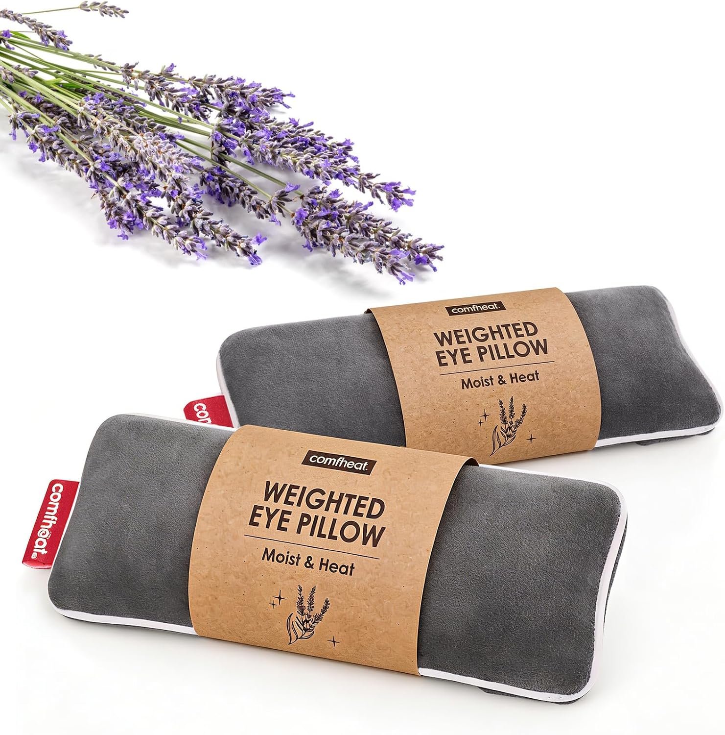 2 Pack Lavender Weighted Eye Pillows for Yoga Microwavable | Moist Heat Eye Compress Mask Pillow with Washable Cover for Relaxation, Sleeping, Meditation, Yoga, Spa, Migraine Relief