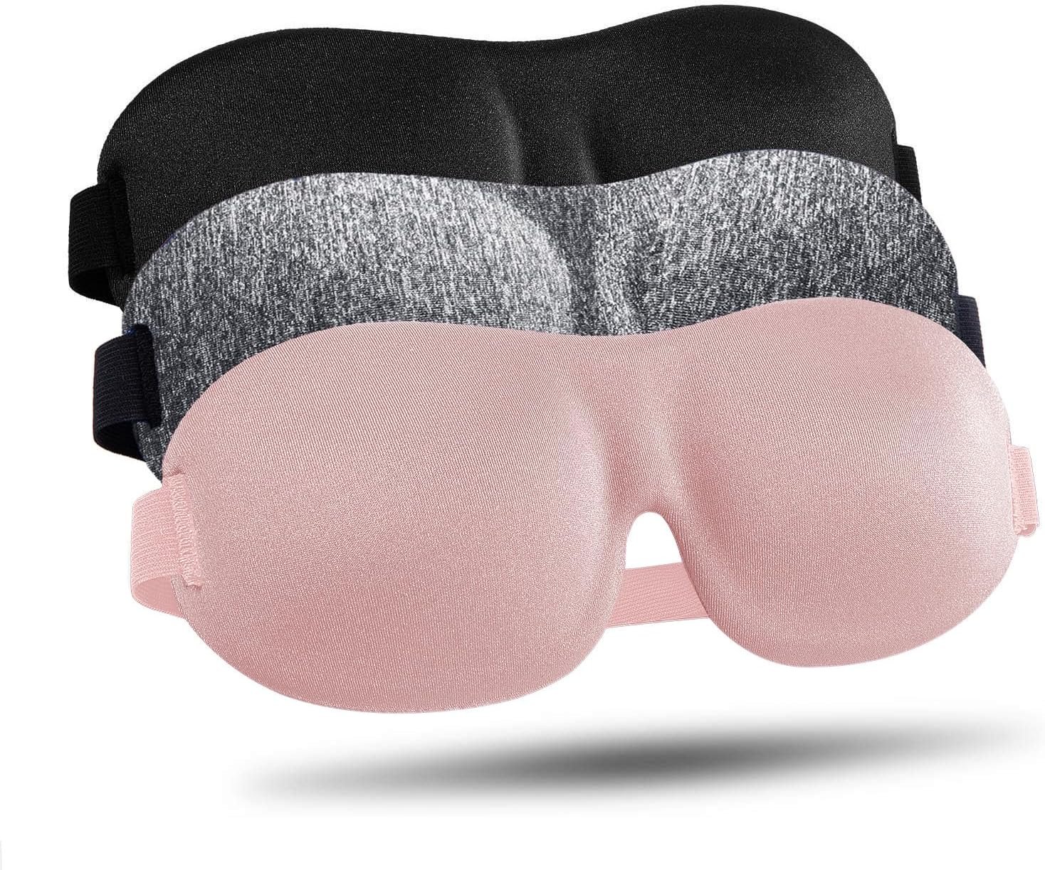 LKY DIGITAL Sleep Mask for Side Sleeper 3 Pack, Blackout 3D Eye Mask | Zero Eye Pressure, Super Lightweight, Adjustable, Breathable, for Men Women Side/Back/Stomach Sleeping, Travel & Meditation