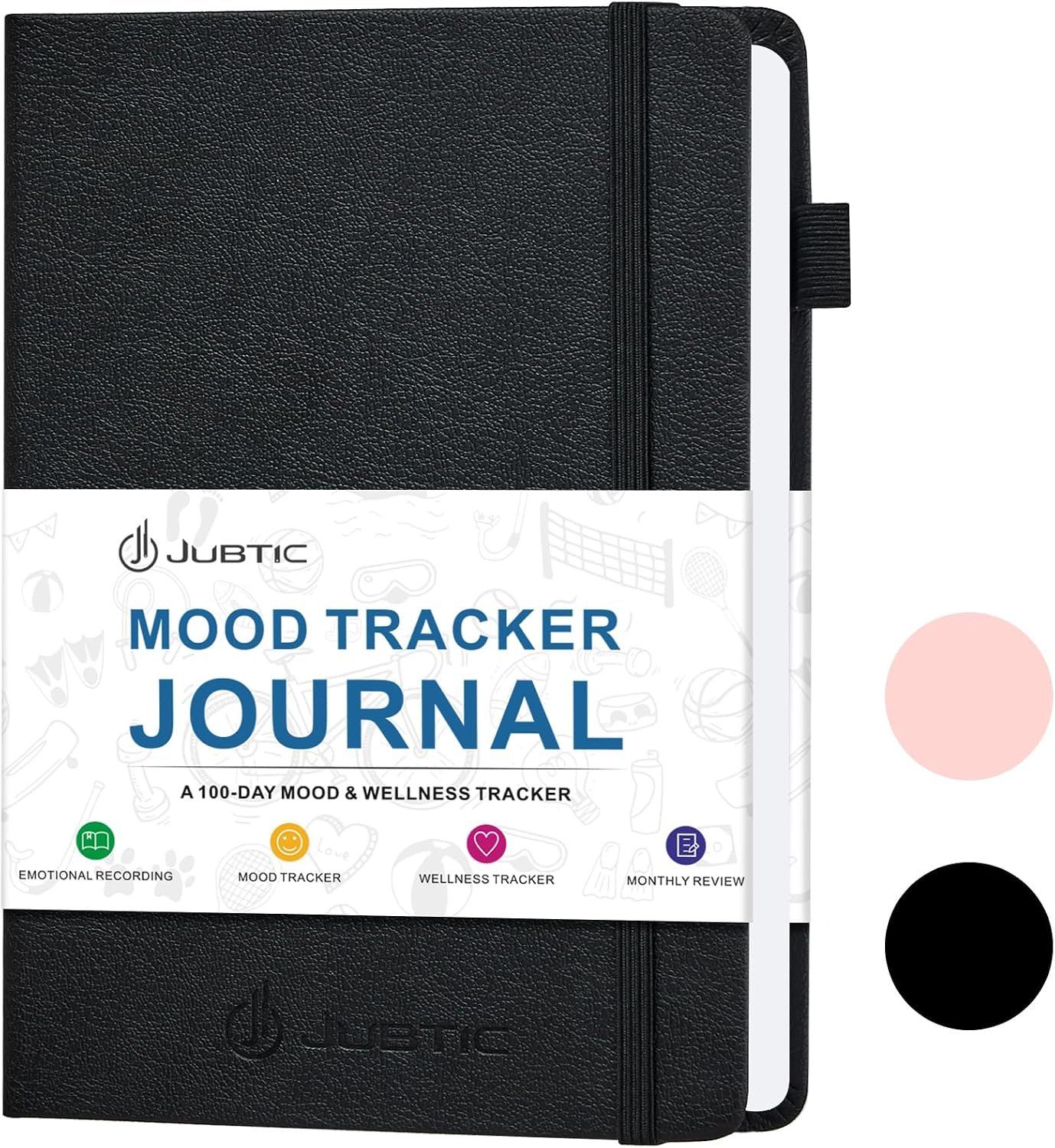 Mood Tracker Journal, Mental Health Journal for Women, 100-Day Self Care & Anxiety Journal with Wellness Tracker and Monthly Reflection, ADHD Planner to Practice Positive Thinking, Black