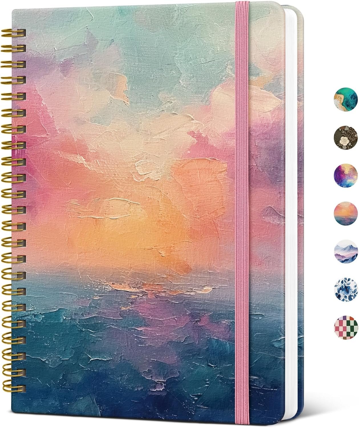 Taja Lined Spiral Journal for Women, A5 Cute Hardcover Notebook for Work | 5.8″ x 8.3″, 140 Pages, for Work, School & Note Taking, Pretty College Ruled Journal for Writing, Sunset