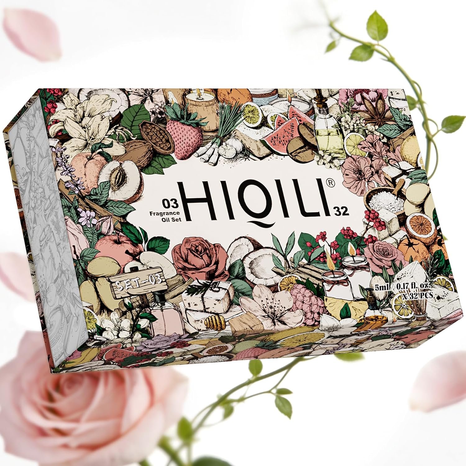 HIQILI Discovery Fragrance Oil Gift Set for Diffuser, DIY Perfume, Candles | 32 Scents, Suitable for Humidifier, Soap Making, Laundry Dryer Balls, Long Lasting Home Aroma, Perfume Oils for Women