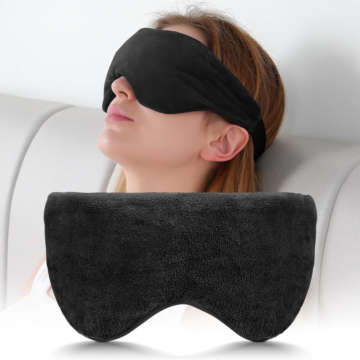 Sivio Weighted Eye Mask for Sleeping, Blackout Sleep Mask for Women & Men | Cooling and Soft Reversible; Gentle Pressure Comfort; Heavy Blindfold for Airplane Travel, Nap, Meditation; Microwave; Black