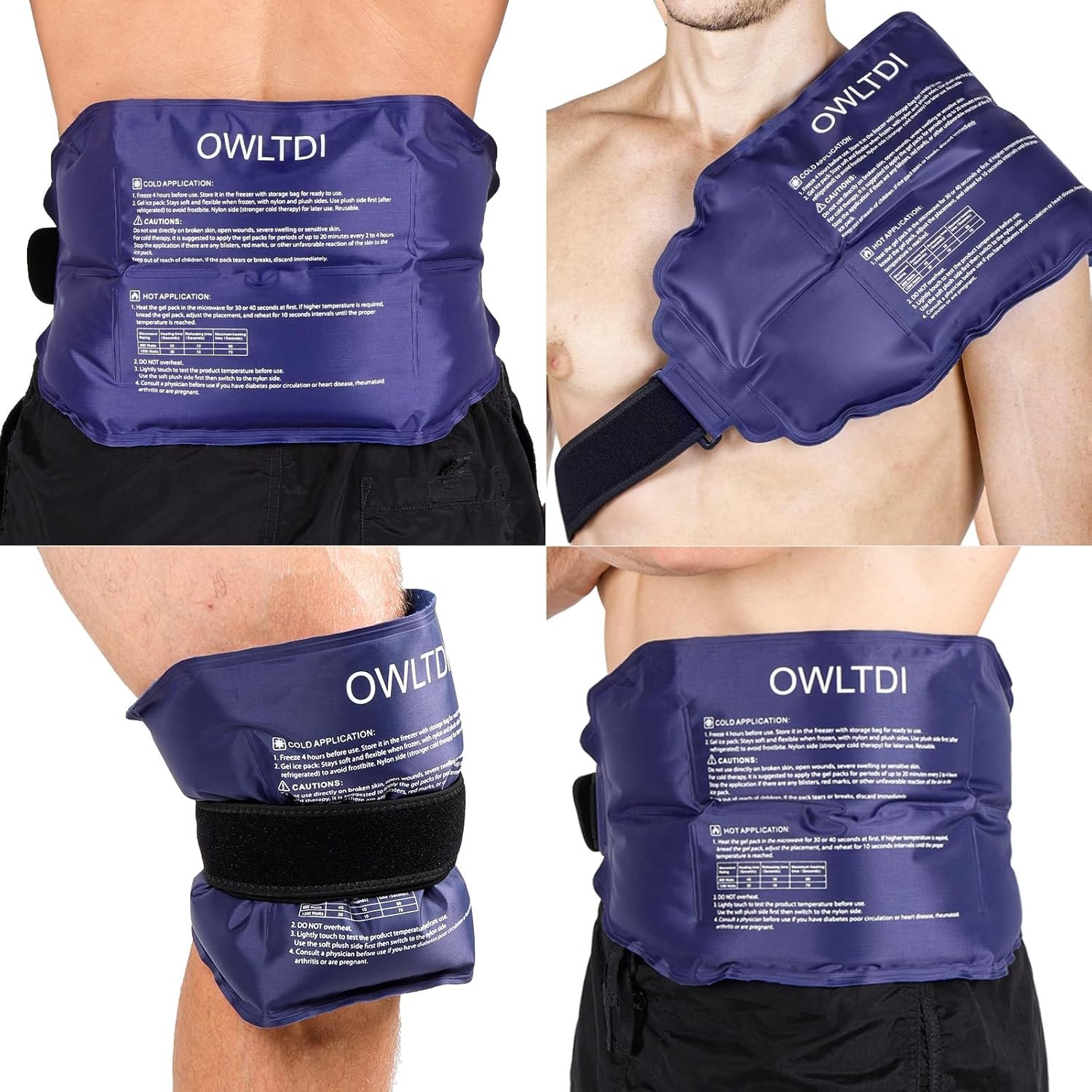 Ice Packs Soft Flexible Gel Pack for Injuries Reusable Cold Hot Therapy for Shoulder Knee Back Elbow Leg Hip Arm for Muscle Relief & Recovery 17.5” x 9.5” Navy Blue