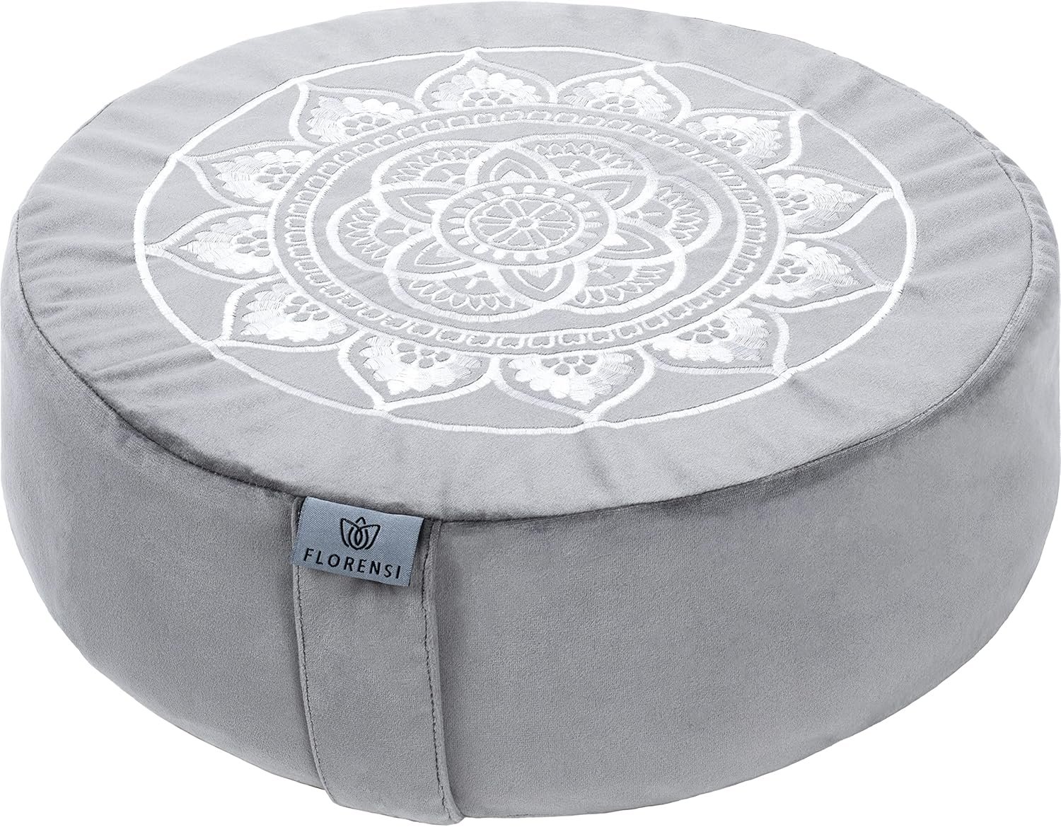 Florensi Meditation Cushion Velvet Floor Pillow with Buckwheat Fill | Buckwheat-filled meditation cushion with soft velvet cover for supportive seating during meditation and yoga