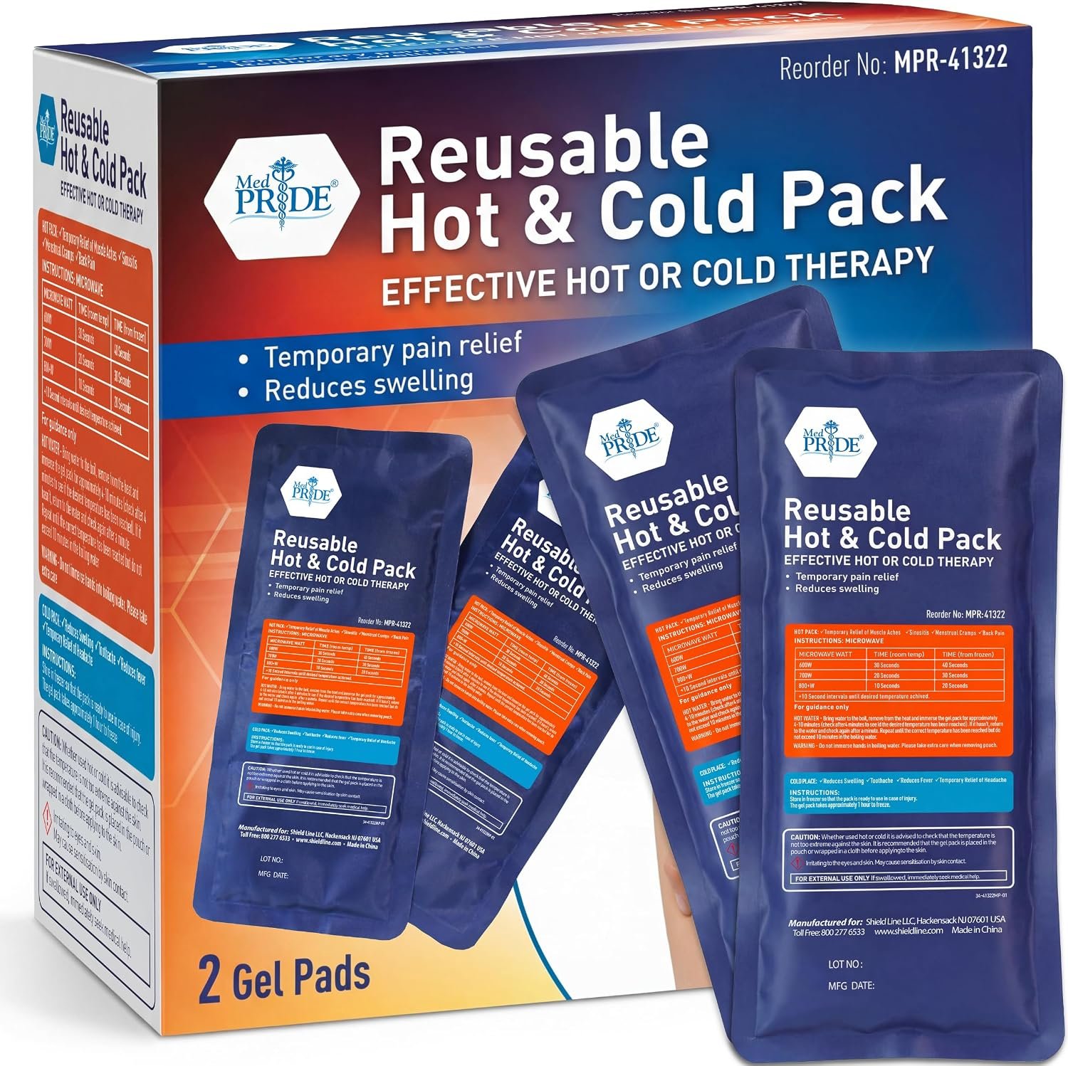 MED PRIDE Reusable Hot & Cold Gel Ice Packs, Flexible Compress, 2-Pack