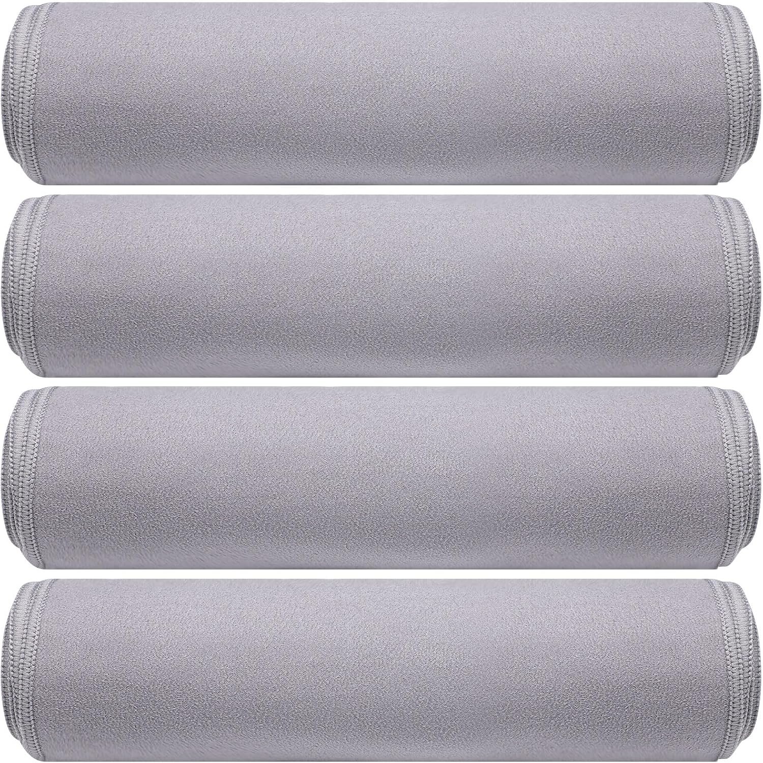 Breling 4 Pack 72″ x 24″ Hot Yoga Towel Non Slip Microfiber Mat Towel Sweat Absorbent Soft Pilates Mat Essentials for Hot Yoga Pilates Exercise(Light Grey)