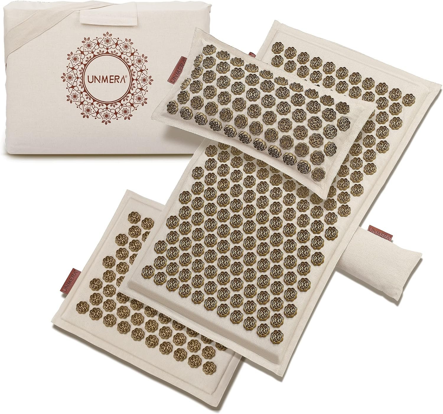 Acupressure Mat and Pillow Set, Natural Linen & Coconut Fiber Filling | Back/Neck Pain Relief, Sciatic, Headache and Muscle Relaxation, Comes with Carrying Bag