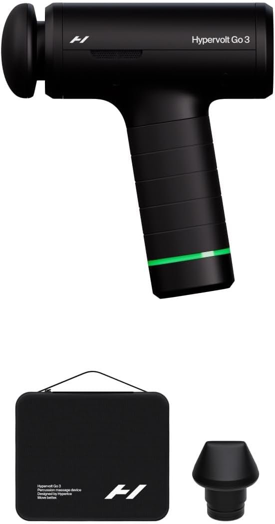 Hyperice Hypervolt Go 3 Percussion Massage Gun Lightweight with Carry Case | Muscle Recovery | Compact Power | TSA Friendly Design | Long Battery Life | Five Speed Settings | Pressure Sensor Feedback