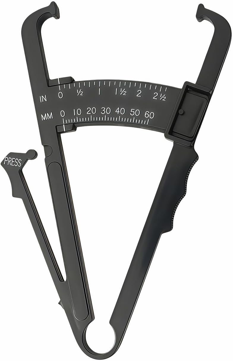 Professional High-Accuracy Body Fat Caliper with Dual Metric/Imperial Scale, Dual Scale Skinfold Measure for Men & Women – Easy, Portable Fat Percentage Tester, Home/Gym Use (Black)