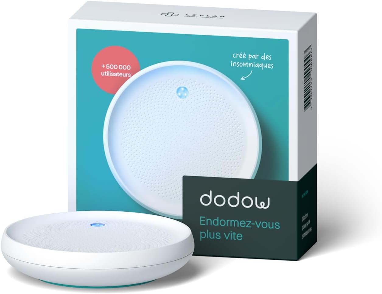 Dodow Sleep Aid Device — Fall Asleep Faster with Guided Breathing Light and Nightly Practice | Guides Included in Package | 8 & 20 Min Modes