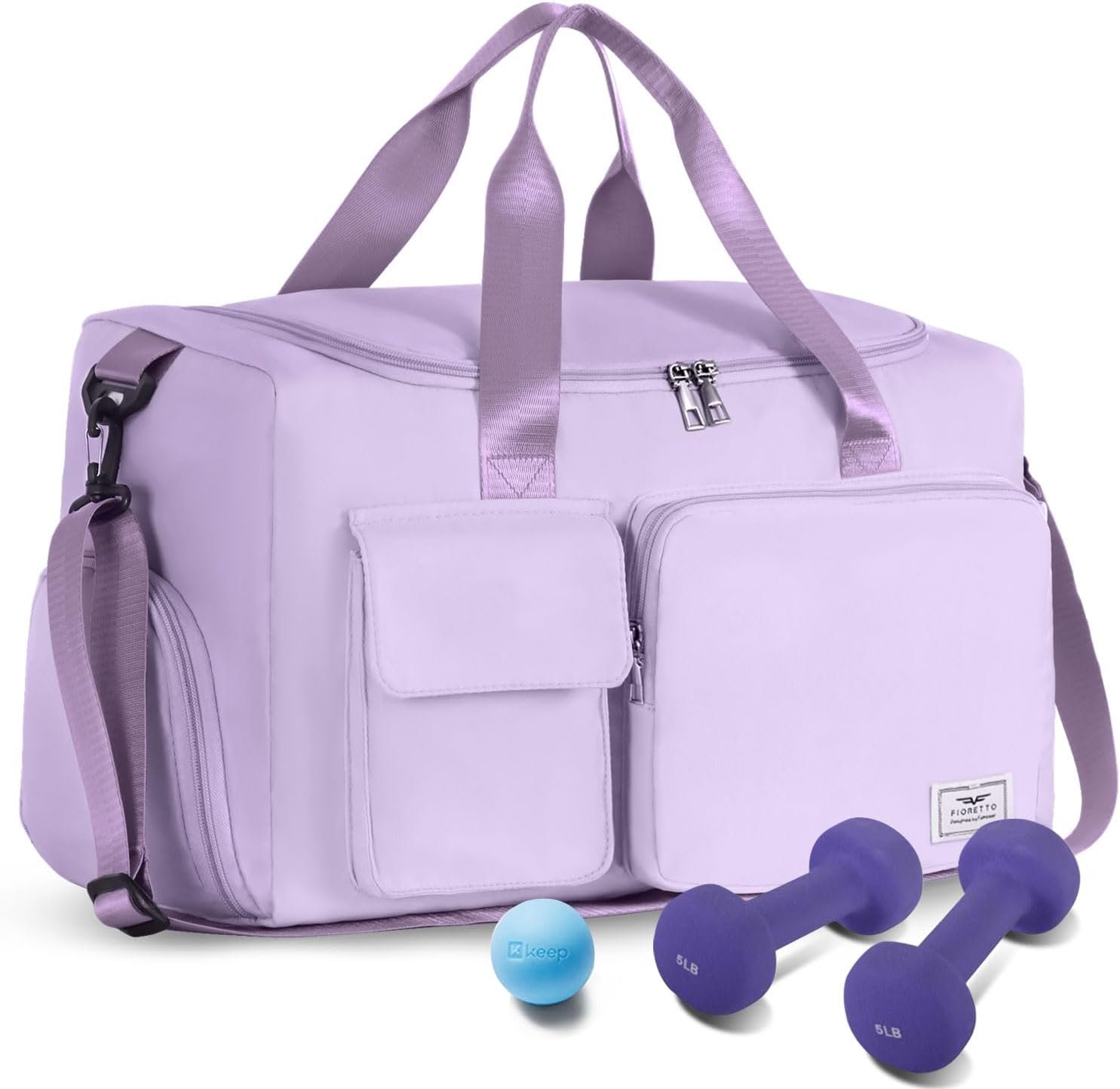 FIORETTO Women’s Gym Duffle Bag with Shoes Compartment, 30L Capacity, Ideal for Travel, Gym, Sports, Duffel, Weekender