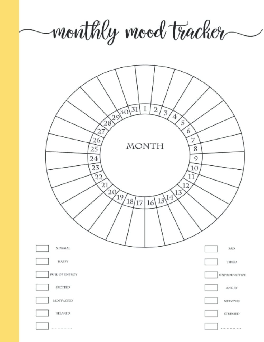 Monthly Mood Tracker: Circle Mood Tracker Coloring Page To Help You Manage Your Mental Health