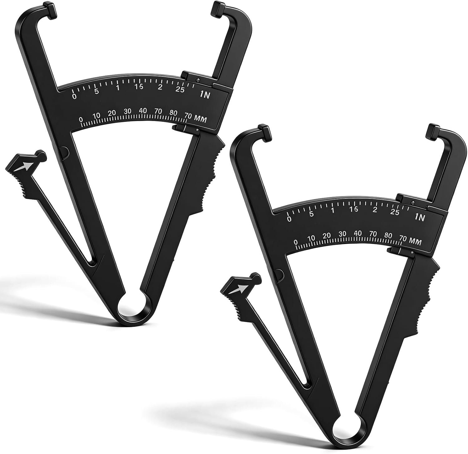 2 PCS High-Accuracy Body Fat Caliper with Dual Metric/Imperial Scale, Dual Scale Skinfold Calipers Measurement Device for Men & Women Home Gym Use, Easy Portable Fat Percentage Tester (Black)