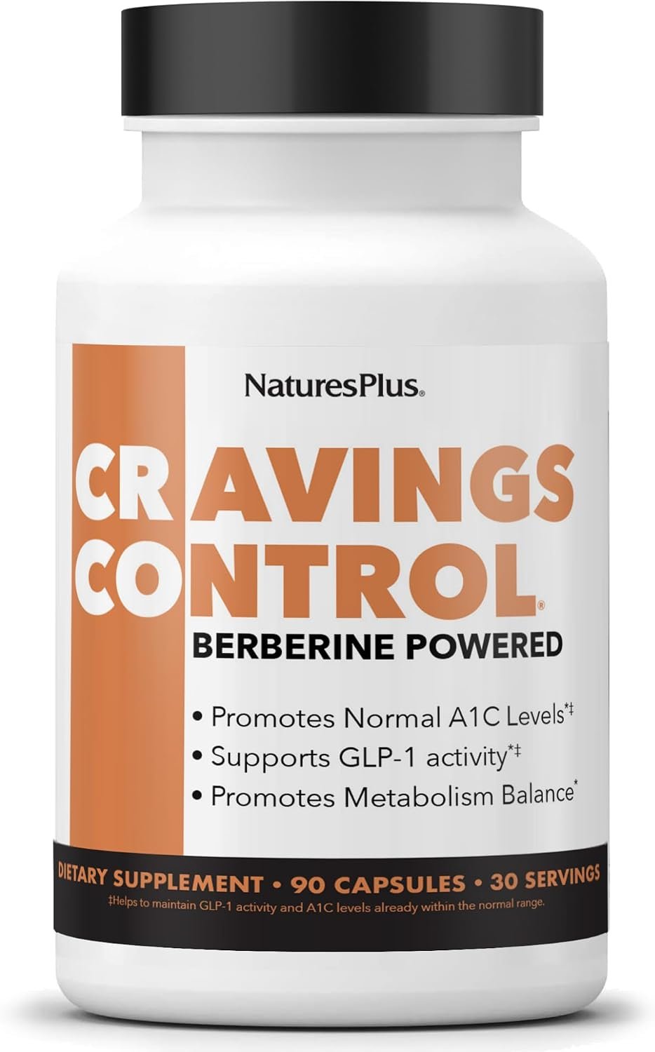 NaturesPlus Cravings Control – 90 Capsules – Supports GLP-1 Activity & Helps Reduce Food Intake – Powered by Berberine – Non-GMO, Vegan, Gluten Free – 30 Servings