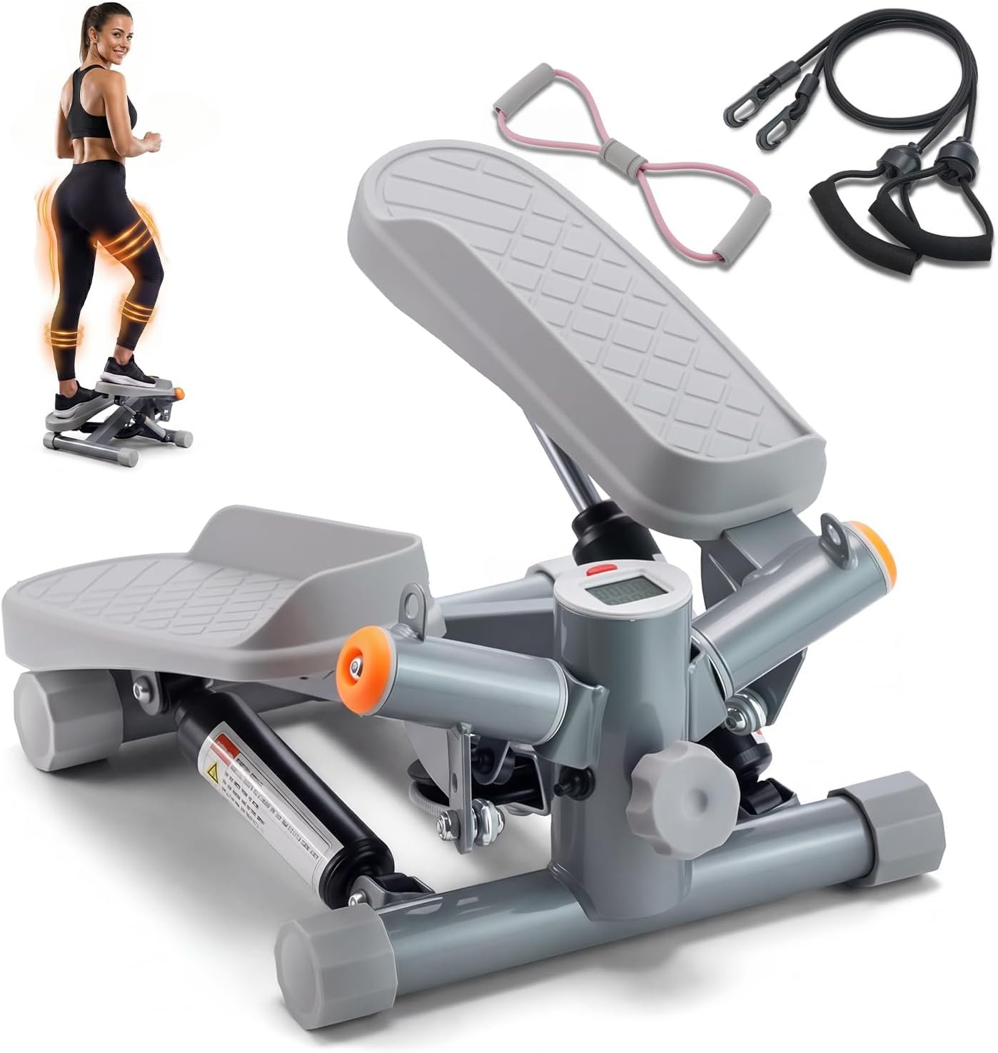 YYJO Twist Mini Stepper with Resistance Bands | Stair Stepper , Portable Cardio Equipment, 330LBS Weight Capacity, Body Shaping