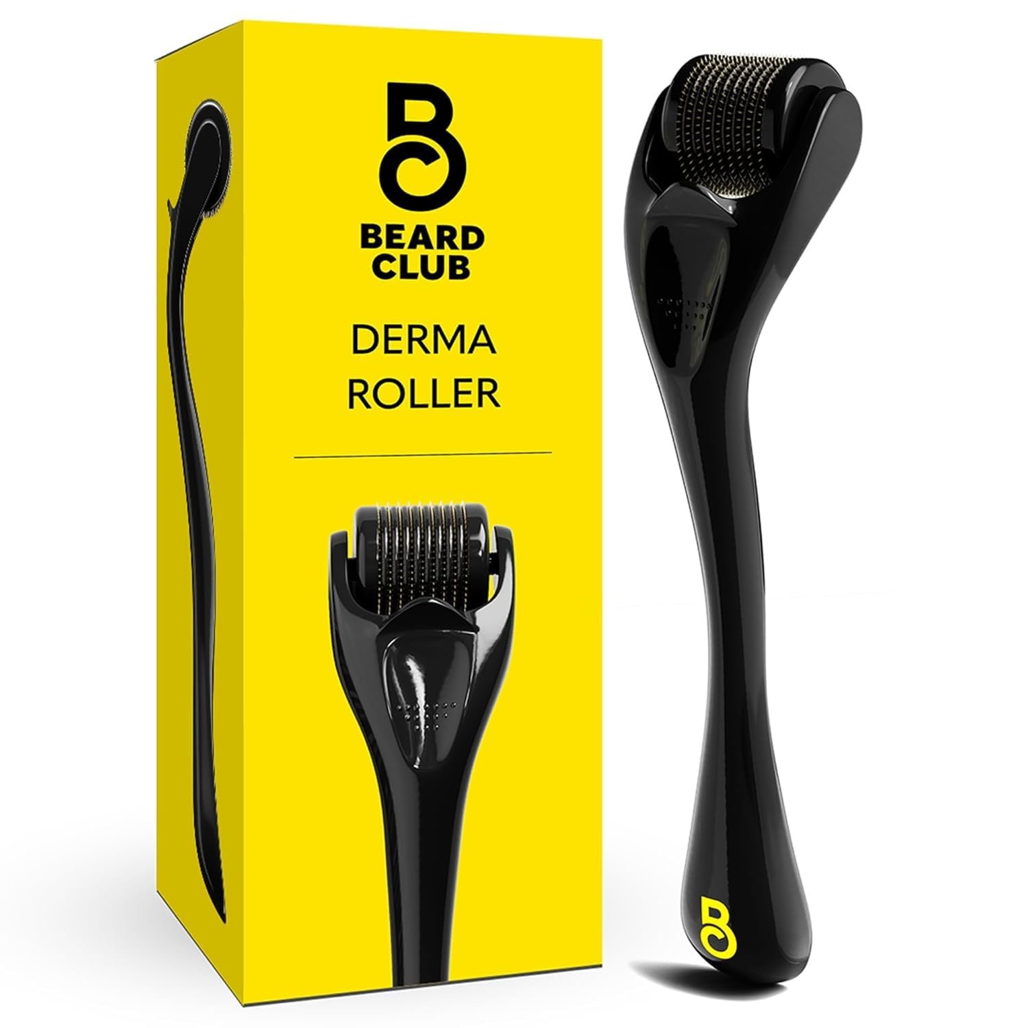 The Beard Club Derma Roller for Face, Body and Scalp – Microneedling for Men and Women with 540 Titanium Microneedles – Beard Roller & Micro Needling Scalp Hair – Black